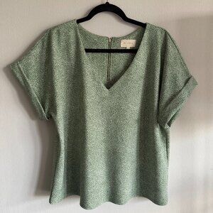 Women's Green Polka Dot Short Sleeve Top